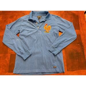 COPA France Rooster Blue Long Sleeve Polo Shirt Size S Preowned
